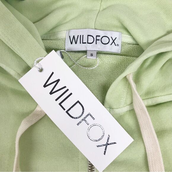 WILDFOX Love Life Kinley Hoodie Cropped Jacket Zip Front Green Size Small New - Picture 7 of 12